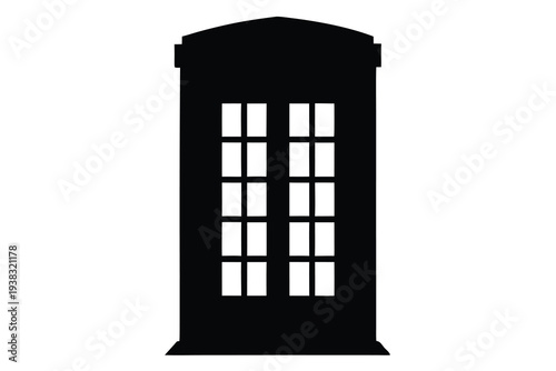 Telephone Box, Classic British Phone Booth Silhouette