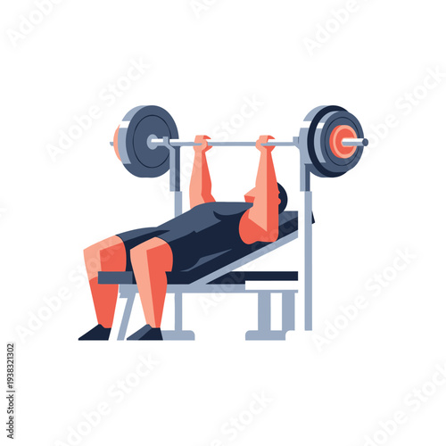 Man doing bench press on weightlifting equipment in gym, fitness workout