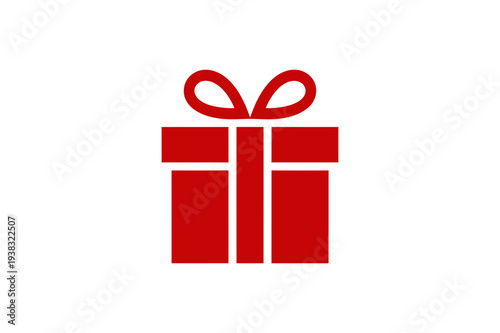 A red gift box with a ribbon on a white background