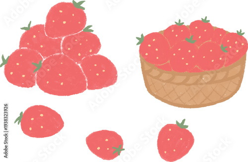 たくさんの苺のイラストセット