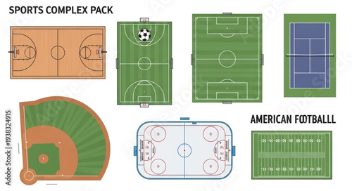 Collection of Various Sports Fields and Courts.