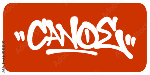 Canoe Graffiti Tag Representing the Teamwork and Endurance of Water Racing and Outdoor Paddling Sports.