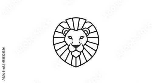 Lion Face Icon Line Art.