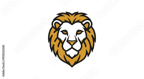 Lion Face Illustration with Orange Mane.