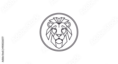 Lion Face Icon Line Drawing.