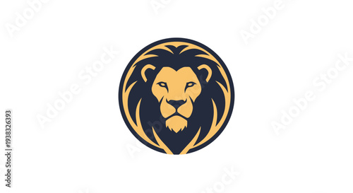 Lion Face Logo Illustration Closeup.