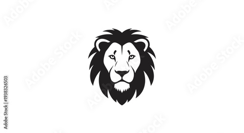 Lion Head Illustration Black and White.
