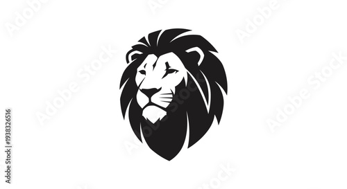 Lion Head Illustration Black and White.