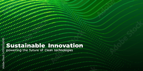 Abstract green wave pattern with text overlay sustainable innovation
