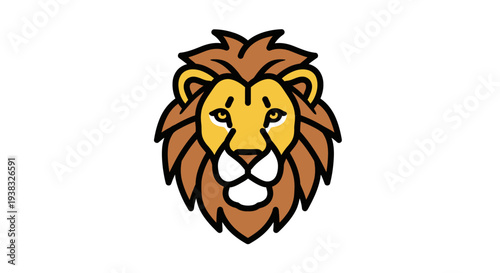 Lion Head Illustration Cartoon Style Animal.