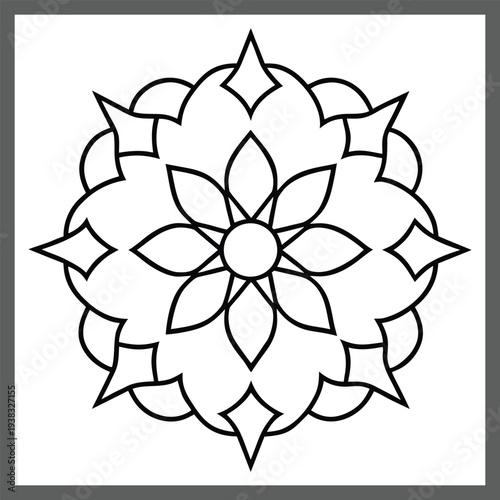 Elegant Floral Mandala Outline Vector Design for Coloring and Decoration
