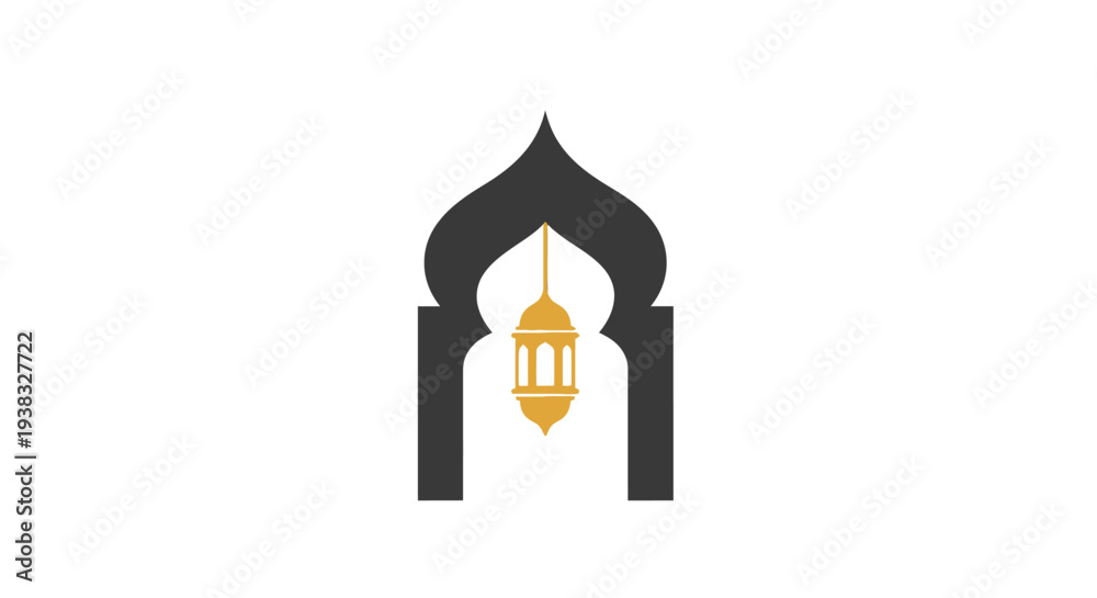 Obraz premium Islamic Archway Symbol with Lantern Inside.