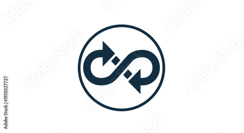 Infinity loop with two arrows.