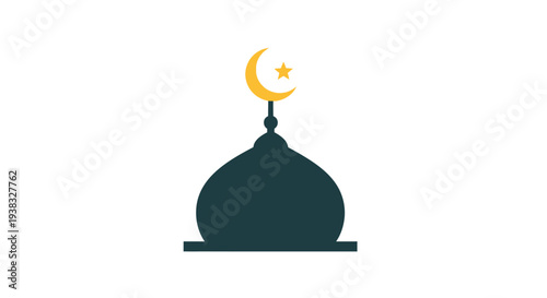 Islamic Mosque Dome Crescent Moon.