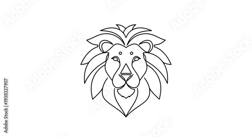 Line Art Lion Head Illustration.
