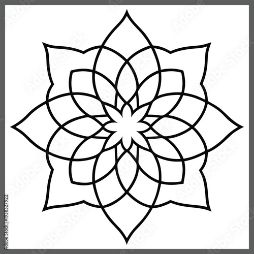 Decorative Mandala Flower Line Art Symmetrical Pattern Illustration