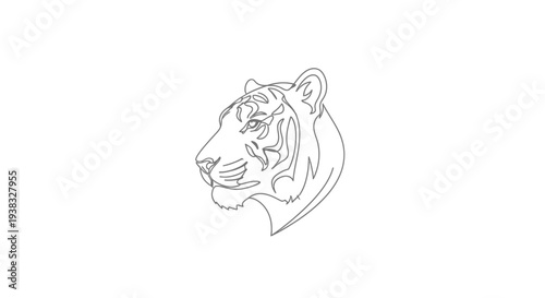 Line Art Tiger Head Illustration Design.