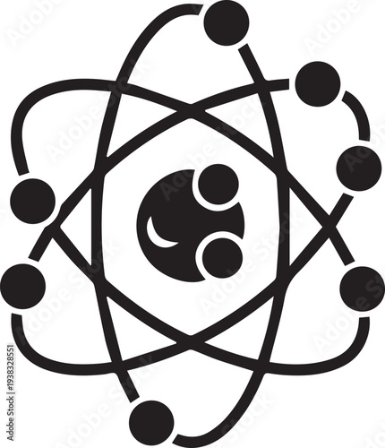 Vector atom icon with orbiting electrons