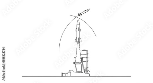 Windmill Illustration Simple Line Drawing.