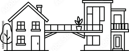 Connected Buildings with Walkway