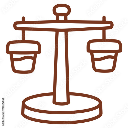 Simple Scale Outline Symbol Balancing Justice Legal System or Weighing Measurement with Two Buckets Vector Illustration