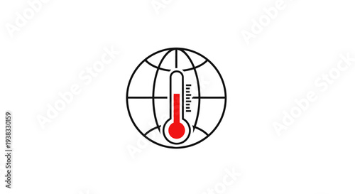 Global Warming Temperature Thermometer Icon.