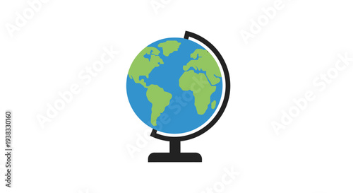 Globe on a black stand desk.