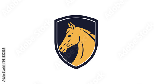 Golden Horse Head Logo Design Element.