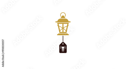 Golden lantern with hanging lock.