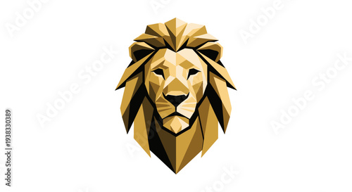 Golden Lion Head Illustration Artwork Design.