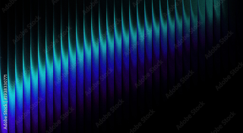 Obraz premium Abstract digital sound wave visualization with vibrant gradient colors from turquoise to deep purple in dark background