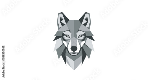Gray wolf head illustration closeup.