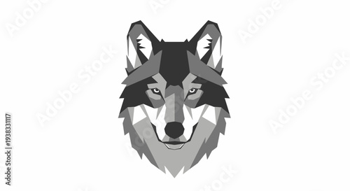 Gray Wolf Head Illustration Detailed Portrait.