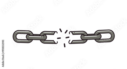 Broken Chain Link Symbolizing Separation and Weakness