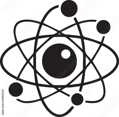 Vector atom icon, science symbol