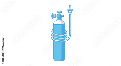 Medical Oxygen Cylinder with Tube and Regulator - Clean Vector Illustration