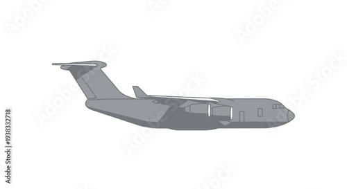 Cargo Plane Illustration, Transport Aircraft, Freight Airliner, Side View