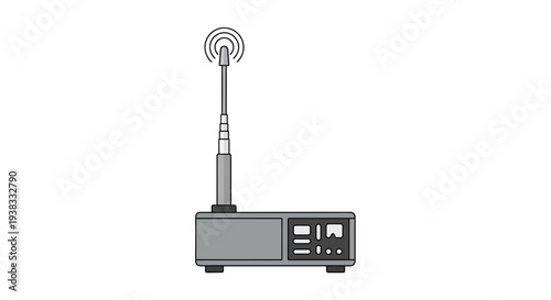 Wireless Router with Antenna and Signal Waves