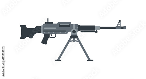 Heavy Machine Gun on Tripod, Military Weapon, Combat Firearm