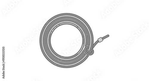 Coiled Garden Hose with Sprinkler Nozzle on White Background