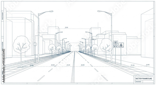 Architectural Drawing of City Street.