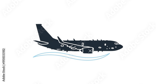 Black Commercial Airplane Flying Sideways.