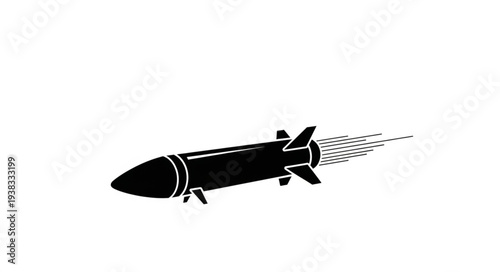 Black Missile Flying Through Space.
