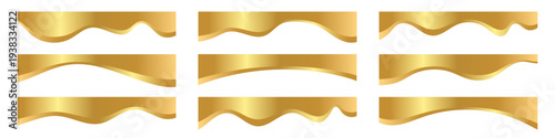 Set of gold modern and luxurious shapes is perfect for a certificate top border, banner or presentation