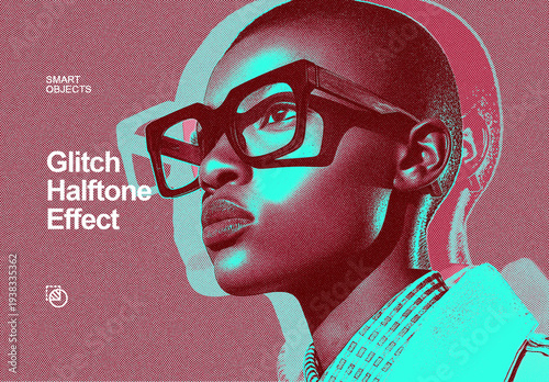 Glitch Halftone Effect Mockup