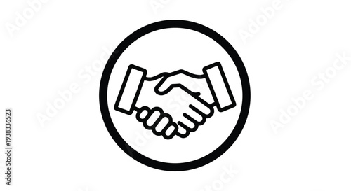 Business Handshake Icon in Circle - Partnership and Agreement Symbol
