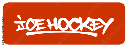Ice Hockey Graffiti Tag Representing the Speed and Intensity of Winter Sports with Raw Street Art Textures.