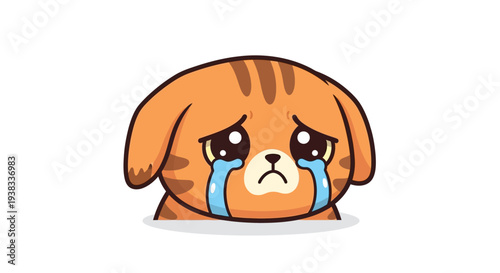 Sad puppy face illustration crying tears