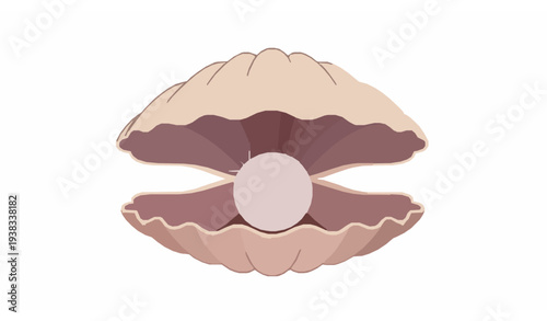 Elegant pearl in open seashell natural ocean treasure realistic luxury vector illustration