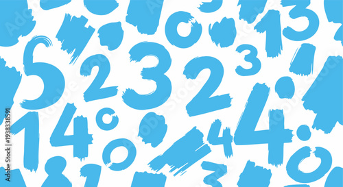 Blue Numbers Pattern on White Background.